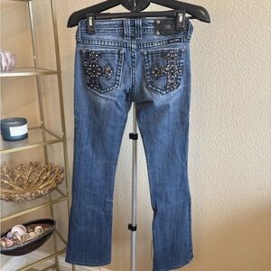 Miss Me Jeans Size 26 Bootcut Rhinestone Cross Pocket Embellished Y2K